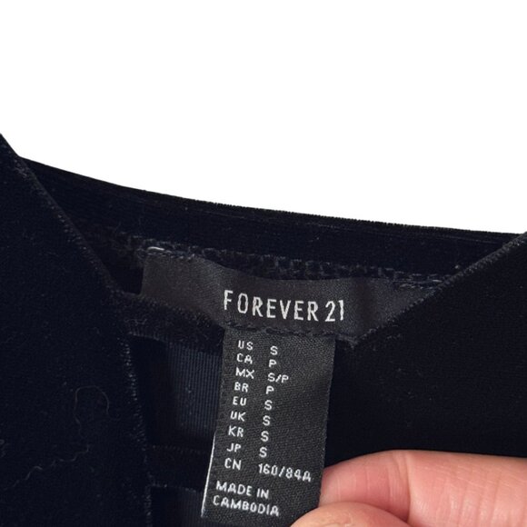 Forever 21 black velvet bodycon midi dress size S - Picture 7 of 7